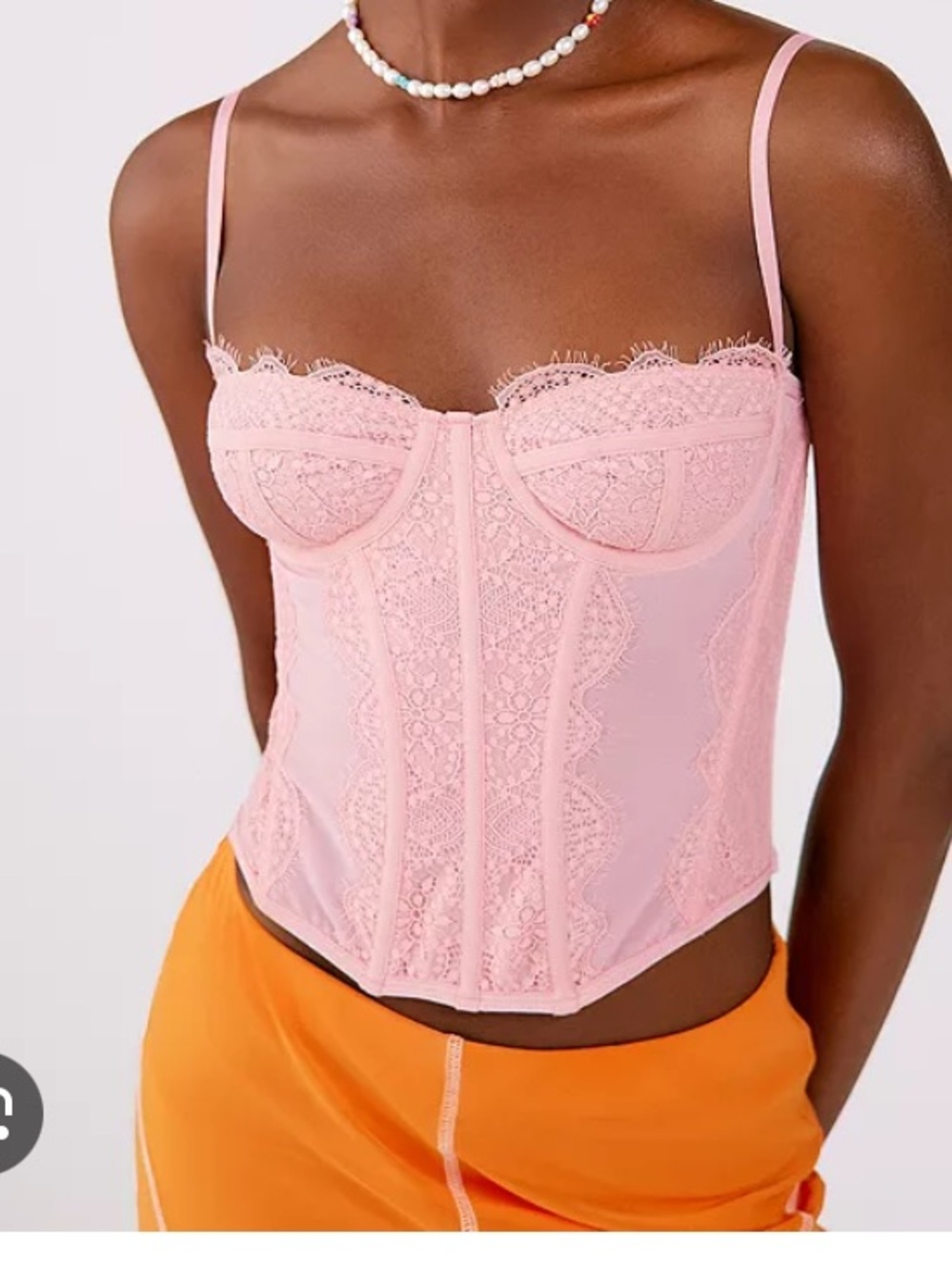Garage baby pink corset lace top